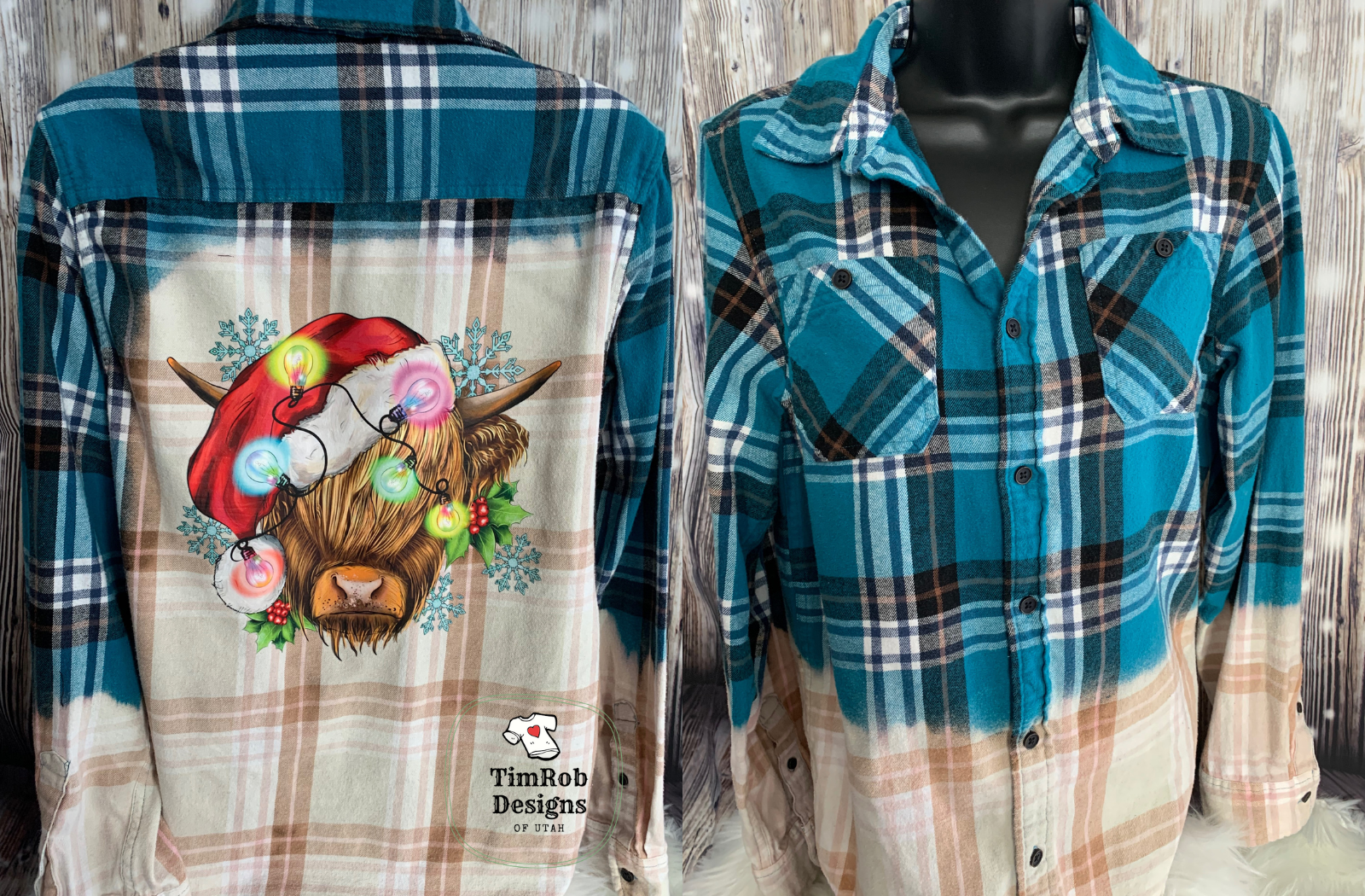 Christmas Highland Cow Flannel
