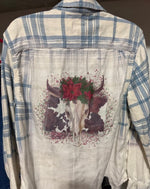 Load image into Gallery viewer, Christmas Cow Skull Bleached Flannel
