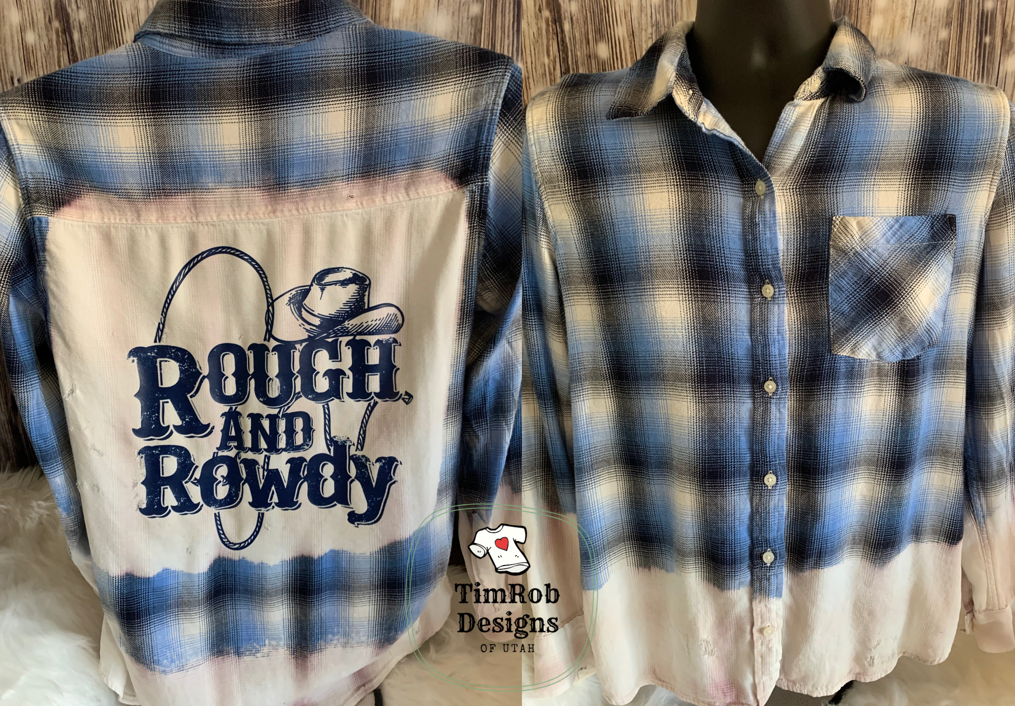 Rough and Rowdy Distressed Bleached Flannel