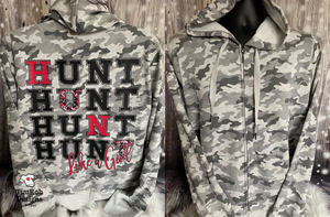 HUNT Like a Girl- Ladies camo Hoodie
