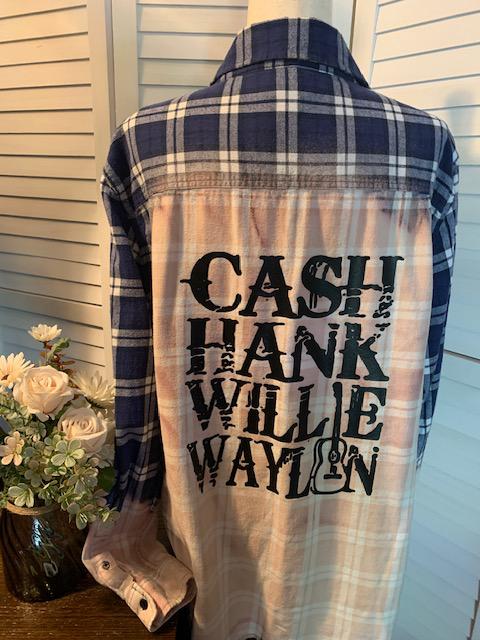 Cash, Hank, Willie, Waylon Flannel/Plaid