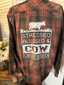 Stressed Blessed Cow Obsessed Flannel/Plaid