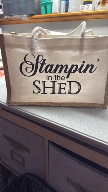 Stampin' in the Shed Canvas Jute Bag