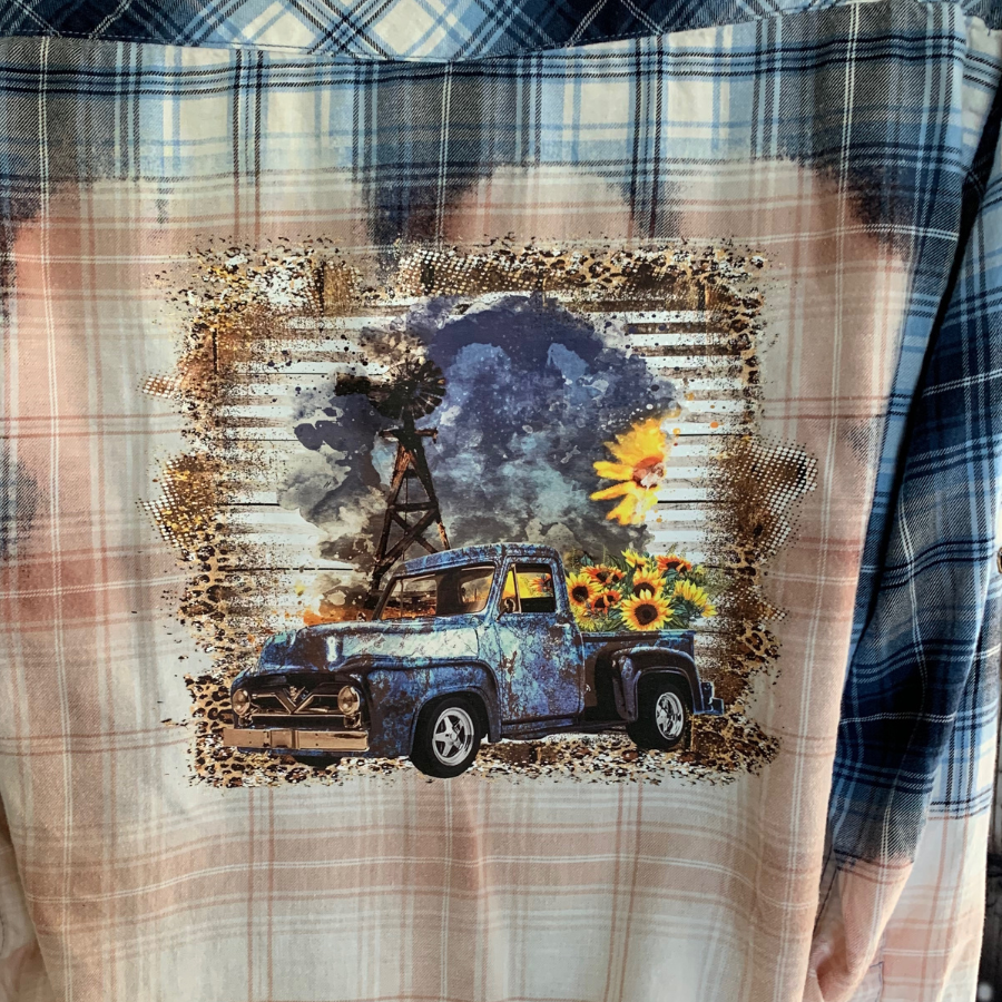 Blue Truck / Windmill - Bleached Flannel