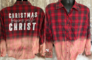 Christmas Begins with Christ - Bleached Plaid