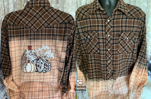 Trio Pumpkins - Cowprint- Bleached Flannel