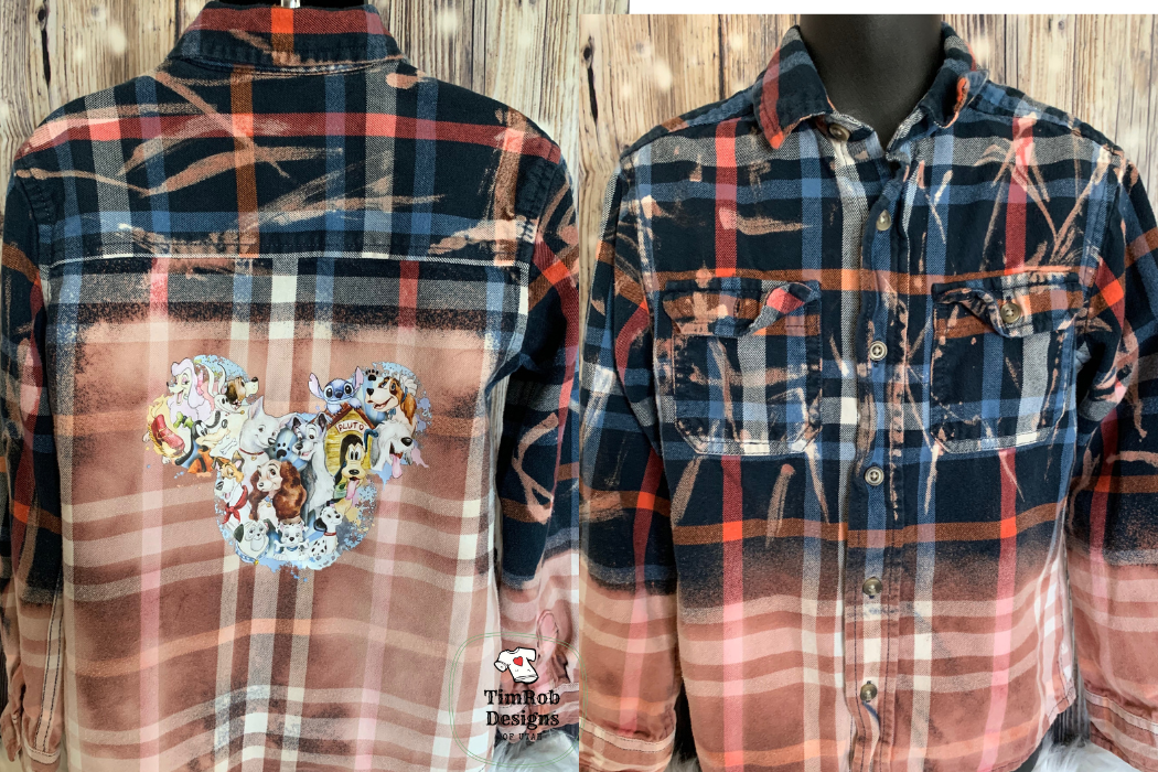 Dissey Ears w/Dogs - Girl's youth Flannel - Custom