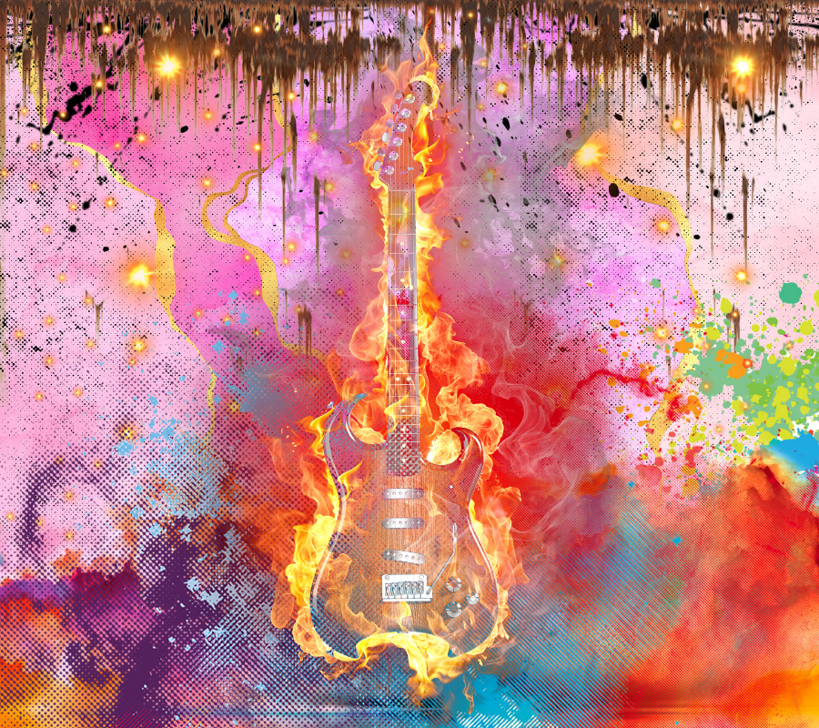 Guitar on Fire Tumbler Design - Custom