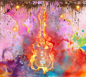 Guitar on Fire Tumbler Design - Custom