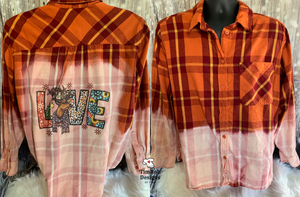 LOVE - Christmas/Western - Custom Bleached Flannel