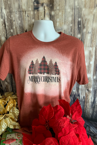 Merry Christmas Plaid and Leopard Trees Tee