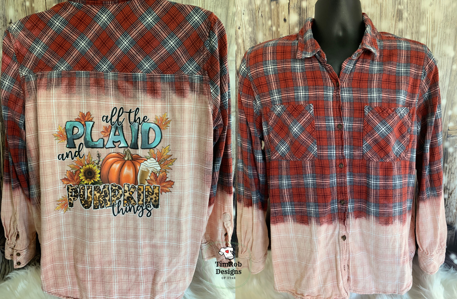 All the Plaid and Pumpkin Things - Custom Bleached Flannel