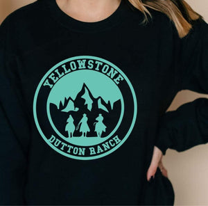 Yellowstone Teal Circle Silhouette Design