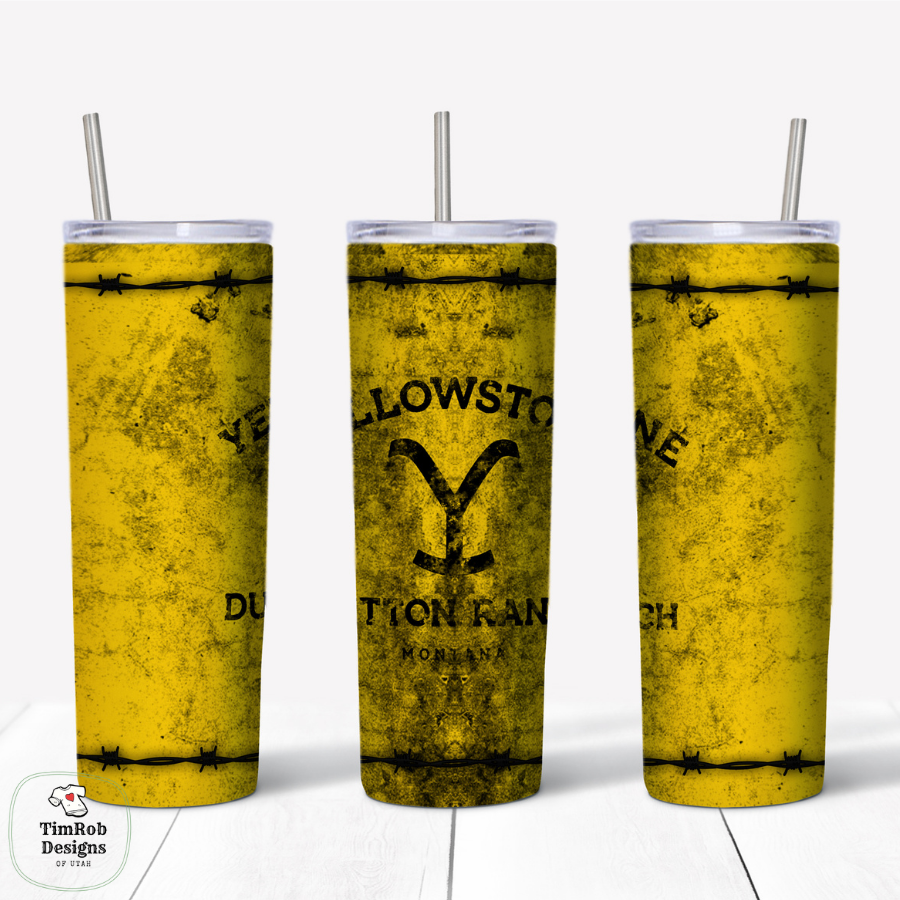 YS Yellow Grunge Barbed Wire Design for Tumbler - Custom