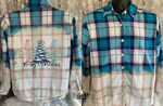 Load image into Gallery viewer, Merry Christmas - Pink/Blue/Teal trees - Bleached Flannel Shacket
